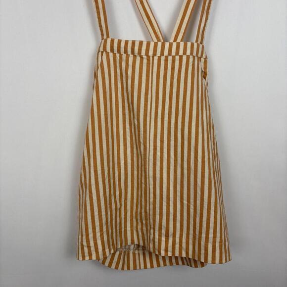 Urban Outfitters Rosie Ruffle Suspender Orange and White Striped Skirt Size: S - Picture 3 of 8
